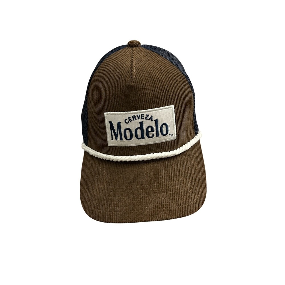 Modelo Trucker Hat Mens OSFA Brown Corduroy Snapback Mesh Rope Cap Excellent